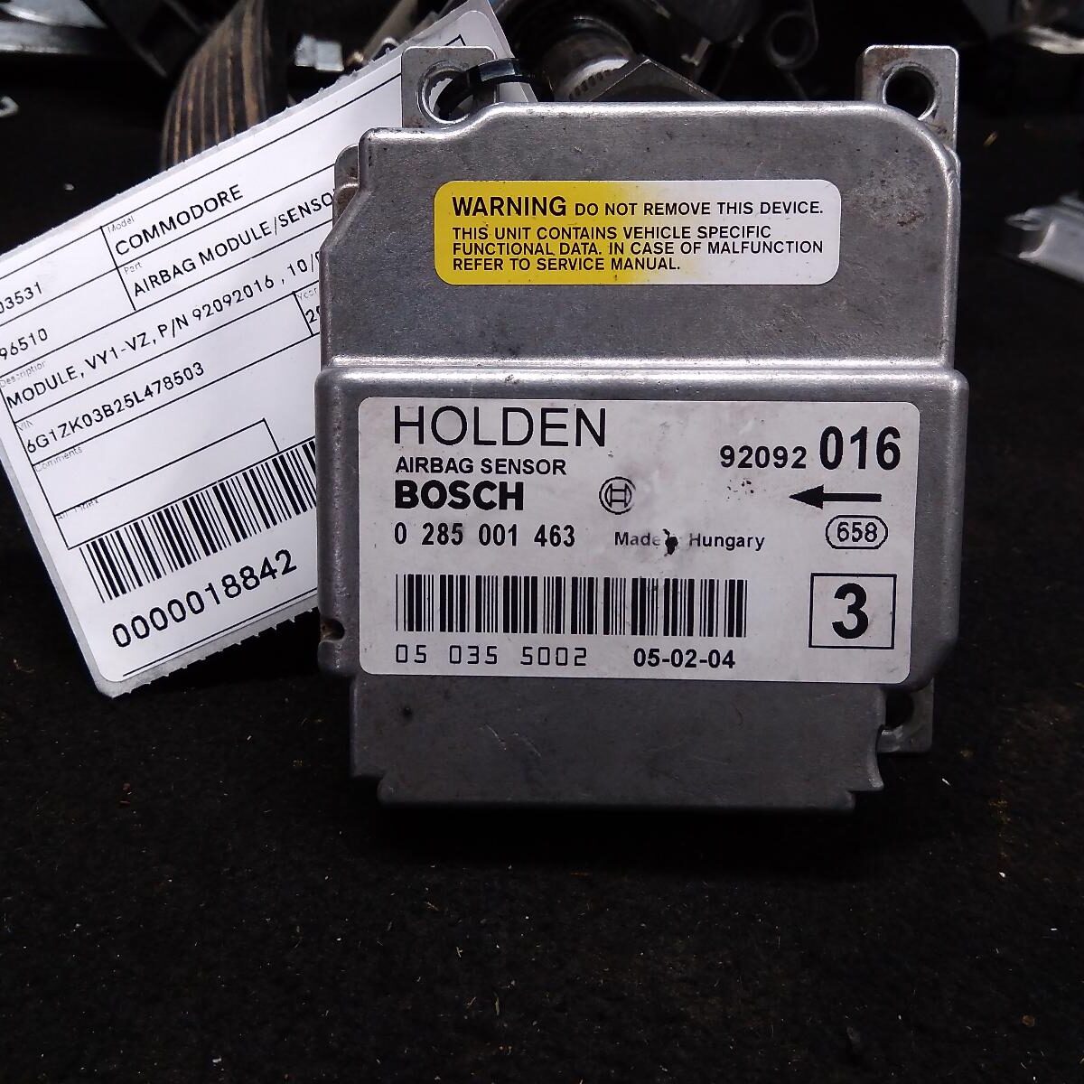 2005 HOLDEN COMMODORE AIRBAG MODULE/SENSOR