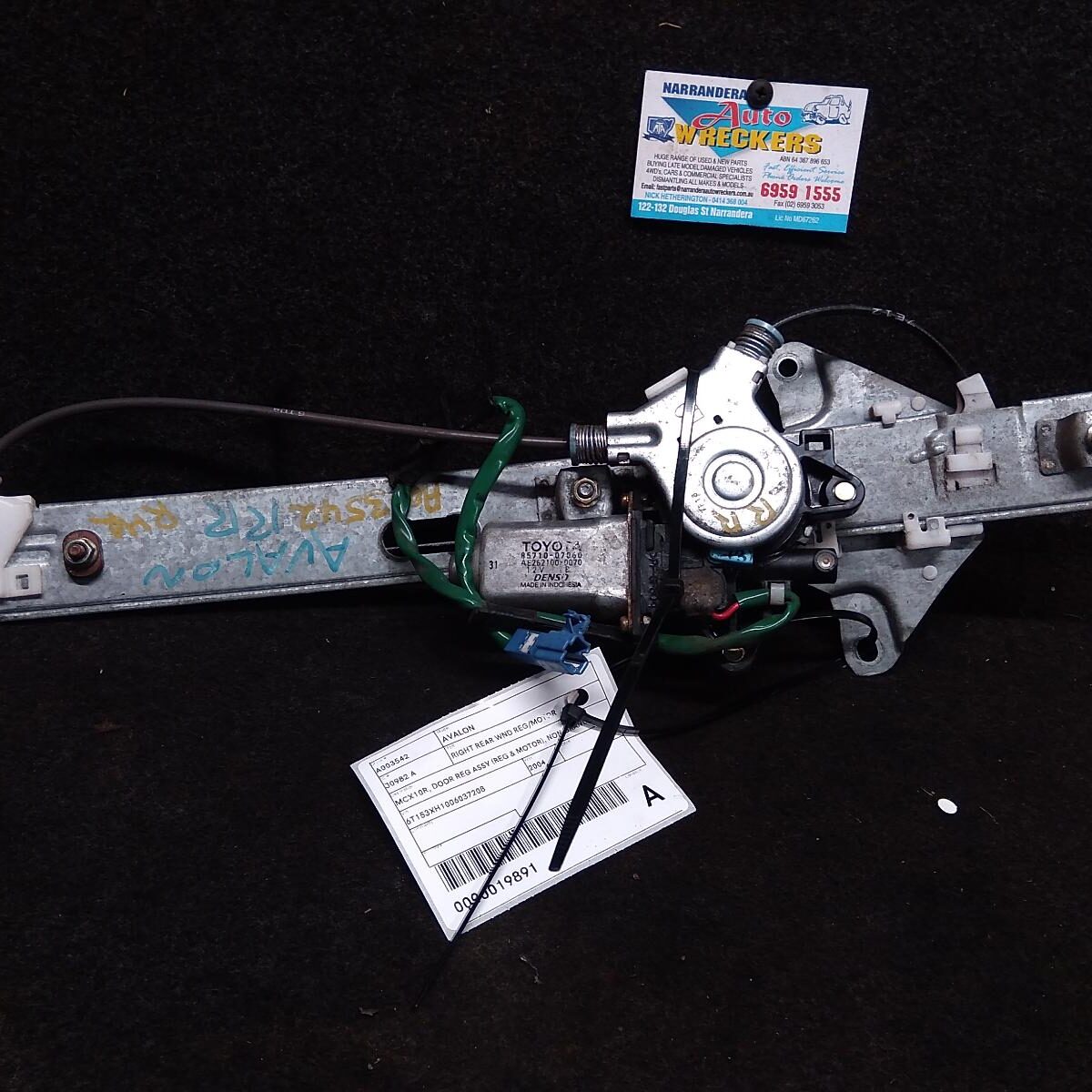 2004 TOYOTA AVALON RIGHT REAR WND REG/MOTOR