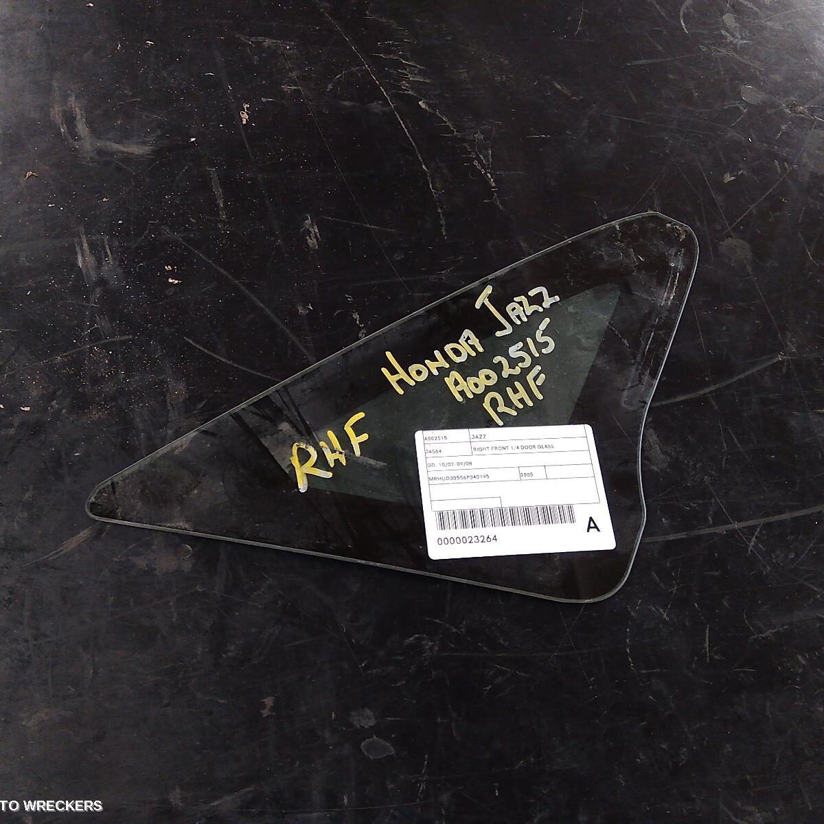 2005 HONDA JAZZ Right Front 1/4 Door Glass