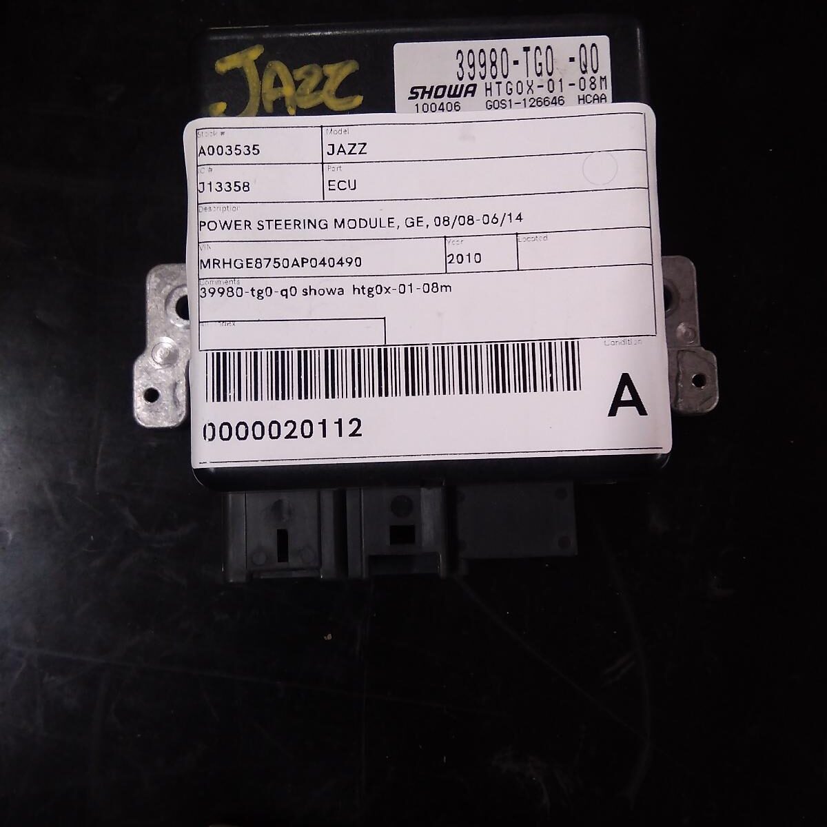 2010 HONDA JAZZ ECU