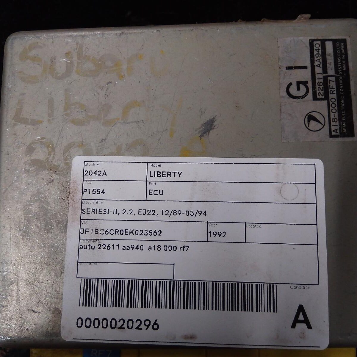 1992 SUBARU LIBERTY ECU
