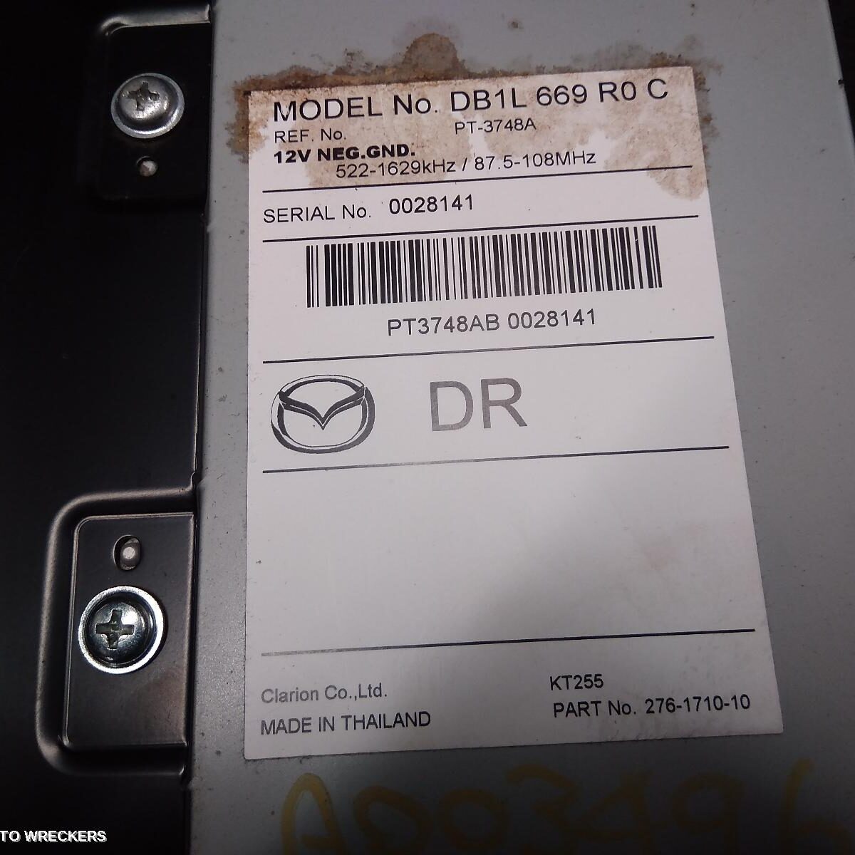 2016 MAZDA 2 Radio/Cd/Dvd/Sat/Tv