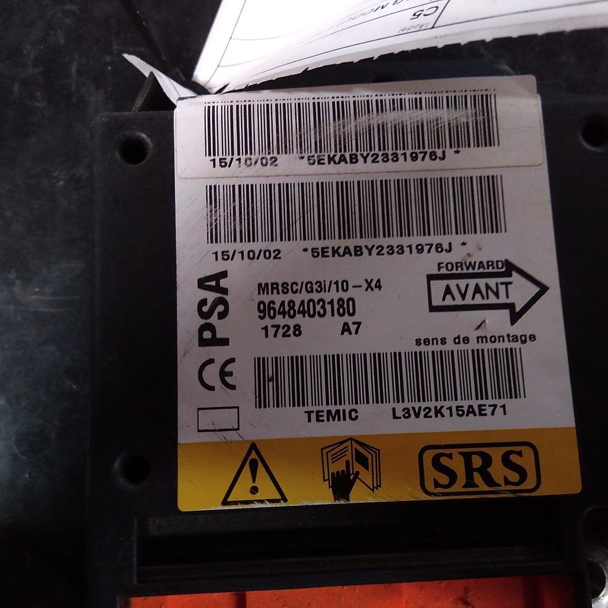2003 CITROEN C5 Airbag Module/Sensor