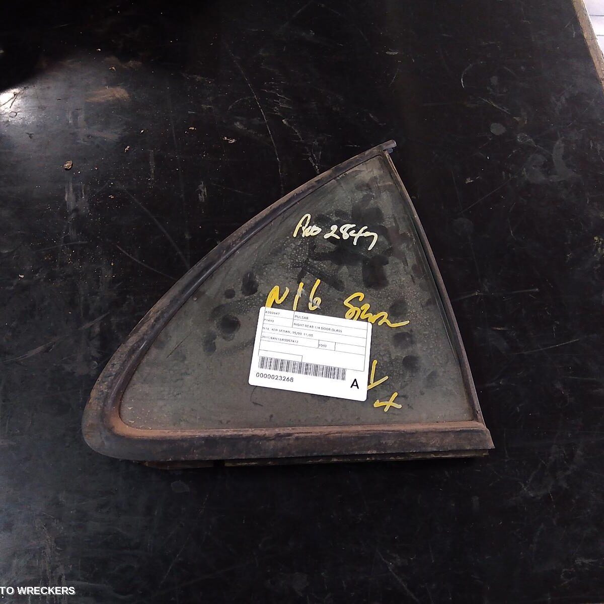 2002 NISSAN PULSAR Right Rear 1/4 Door Glass