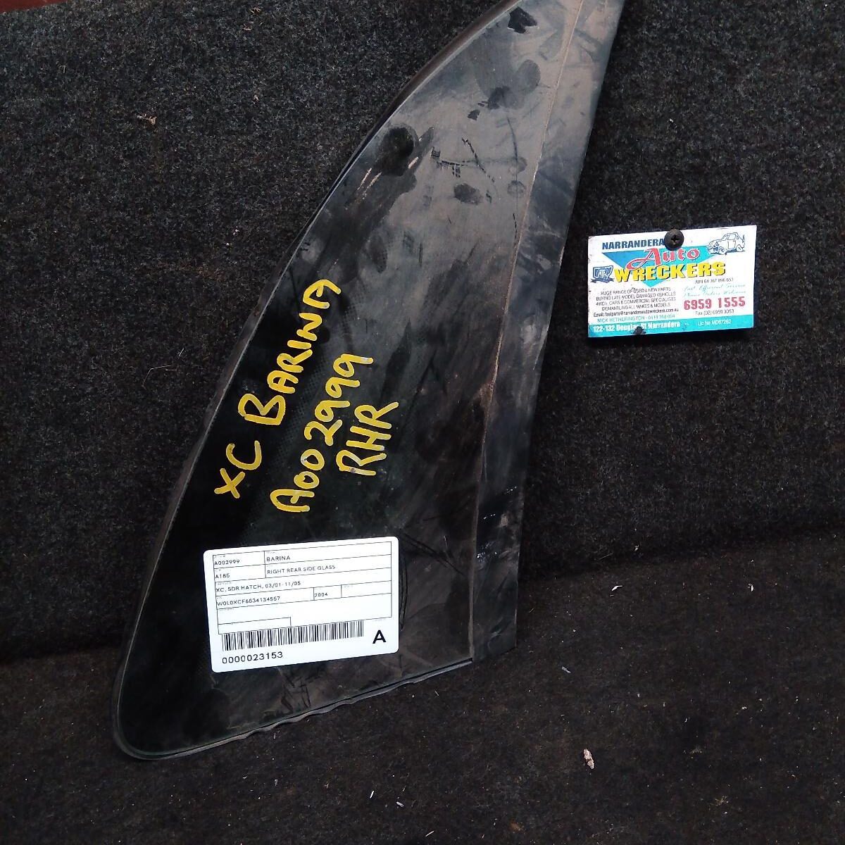 2004 HOLDEN BARINA Right Rear Side Glass