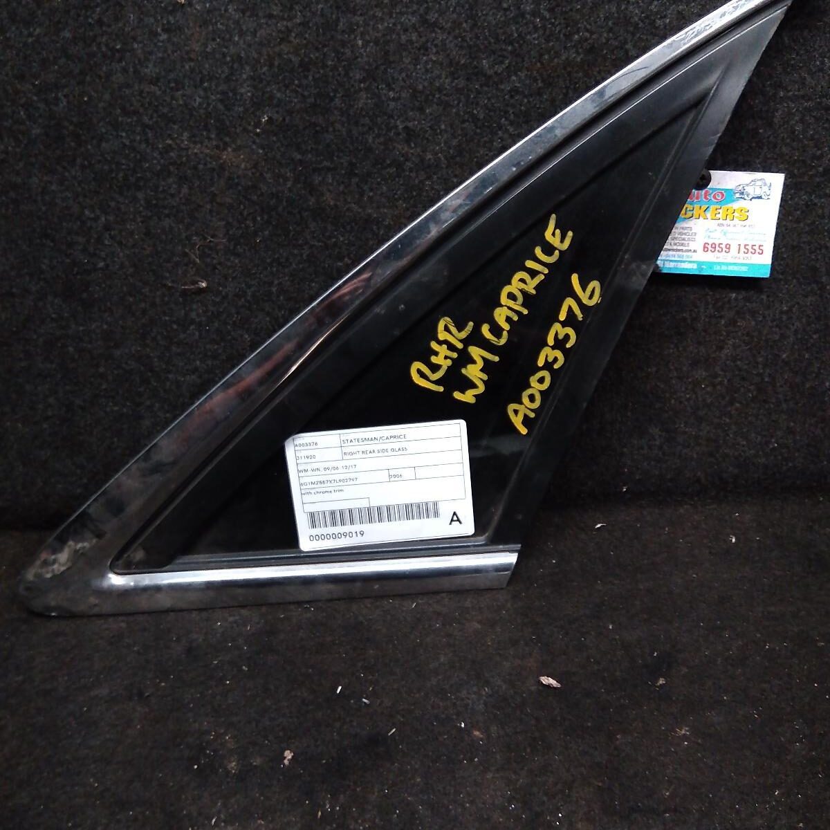 2006 HOLDEN STATESMAN/CAPRICE Right Rear Side Glass