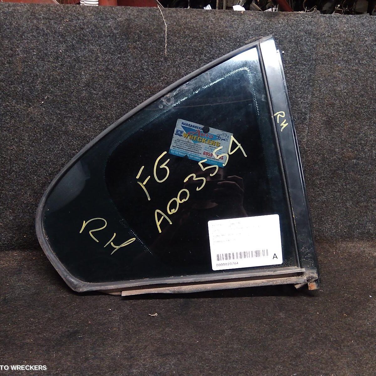 2010 FORD FALCON Right Rear 1/4 Door Glass