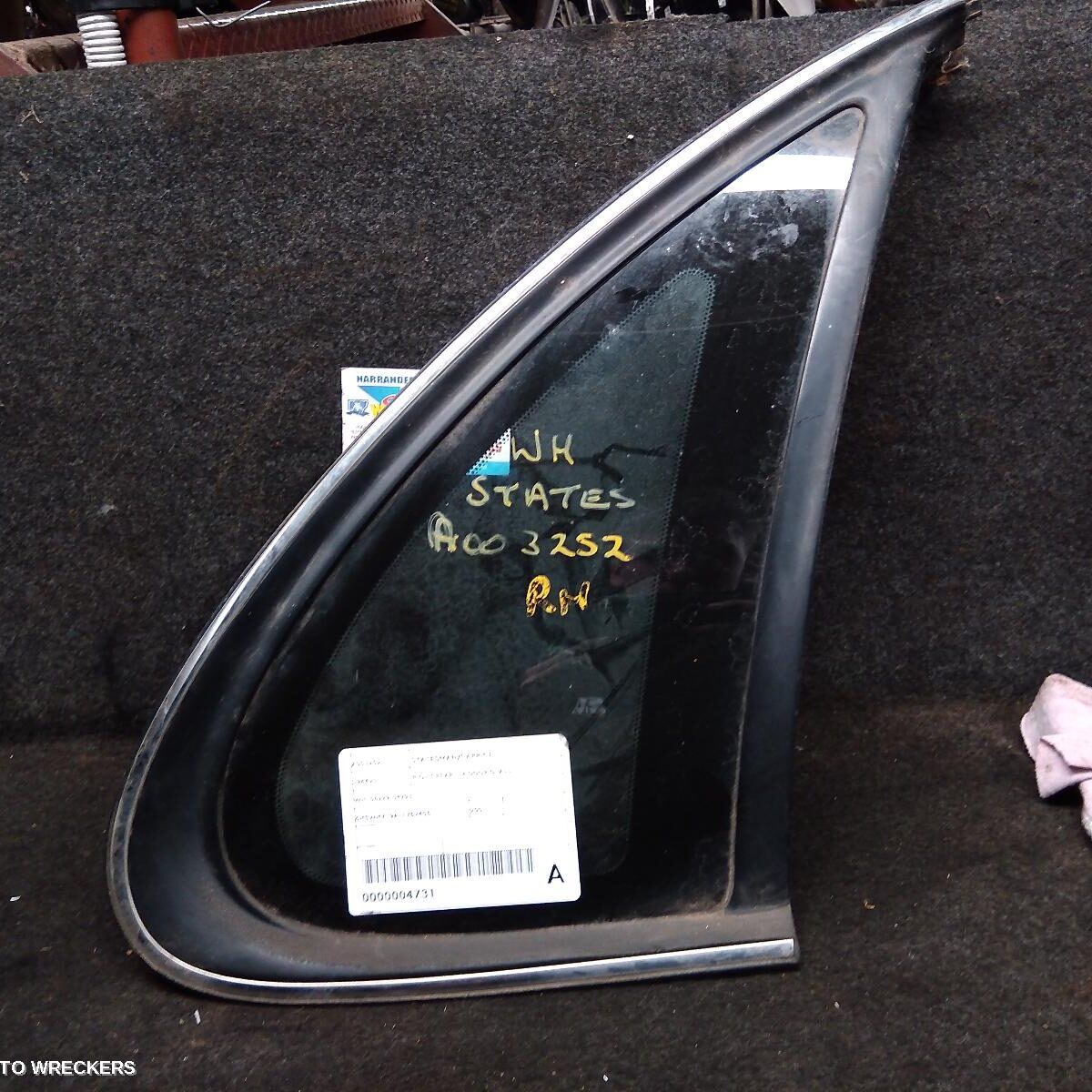 2001 HOLDEN STATESMAN/CAPRICE Right Rear 1/4 Door Glass