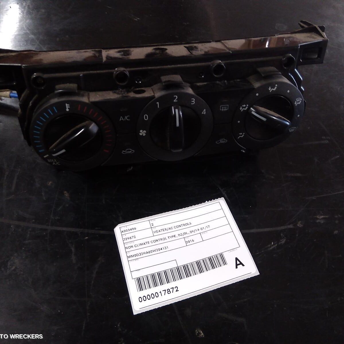 2016 MAZDA 2 Heater/Ac Controls